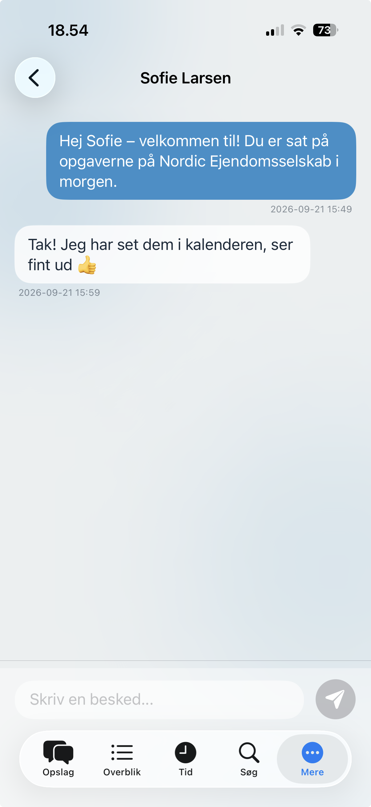 Chat i Servicedrift-appen på iOS